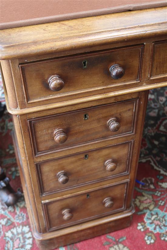 A Victorian mahogany pedestal desk fitted nine short drawers, W.122cm